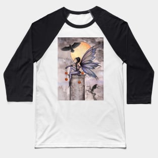 Autumn Raven Fantasy Gothic Fairy and Ravens Baseball T-Shirt